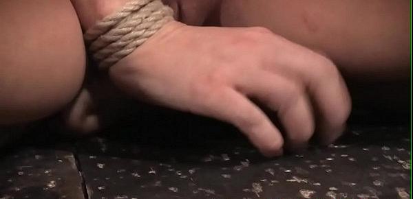  Bigtitted bdsm sub tiedup and clamped by dom